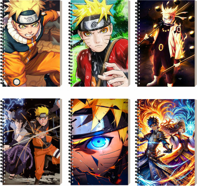 ESCAPER Anime Cartoon Diary Notebook, Journal Diary, Spiral Binding Notebook, Notepad A5 Diary Ruled 160 Pages(Jumbo, Pack of 6)
