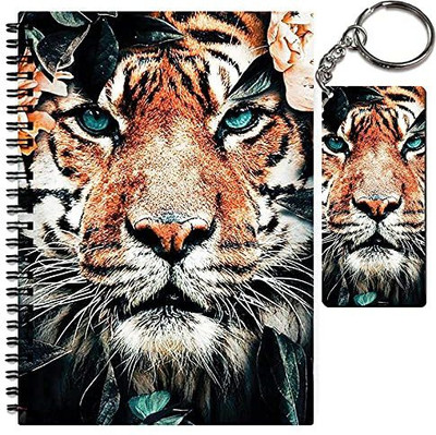 craft maniacs A5 NOTEBOOK + KEYCHAIN COLLECTION A5 Notebook RULED 160 Pages(BROWN RED TIGER)