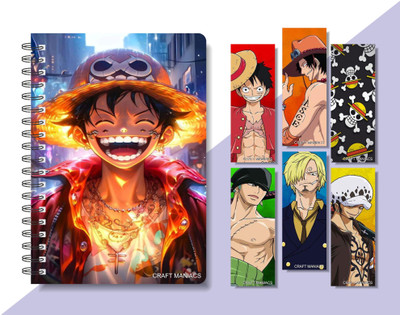 craft maniacs 2024 ONE PIECE DIARY & 6 FREEBIE BOOKMARKS A5 Diary RULED 160 Pages(Multicolor)