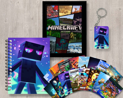 craft maniacs MINECRAFT GIFTING COMBO A5 Notebook RULED 120 Pages(Black)