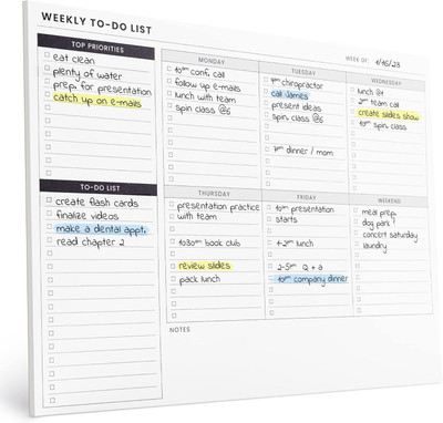 TTWONE Weekly To Do List Planner Pad,Desk Notepad with Multiple Sections A4 Note Pad Undated Tear Off Notepad Calendar,Habit Planning Tracker 60 Pages(White1)