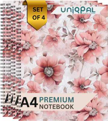 UNIQPAL Set of 4 A4 Notebook UNRULED 120 Pages(Multicolor, Pack of 4)