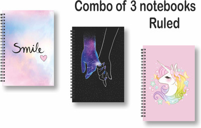 ROT RIX combo of 3 Notebooks A5 Diary ruled 144 Pages(Multicolor, Pack of 3)