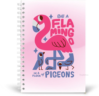PurpleBees Be Flamingo in the flock of peagons Quotes Diary Motivational Notebook | A5 Notebook Plain 150 Pages(Multicolor)
