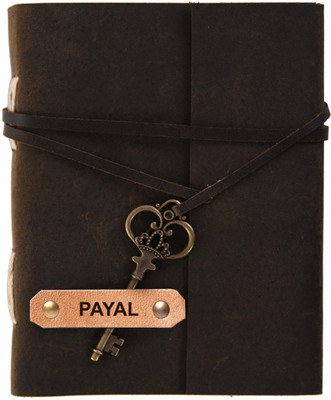 Rjkart PAYAL embossed Leather Cover Diary With Key Lock A5 Diary Unruled 200 Pages(Brown)