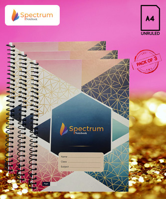 GARGANDASSOCI SPECTRUM A4 Notebook PLAIN AND UNRULLED 180 Pages(Orange, Pack of 3)