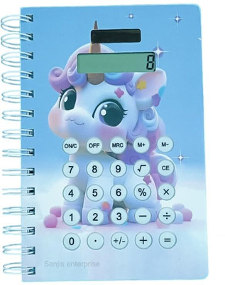 Balaji Trader Cartoon Calculator Notebook A5 Size, Spiral Bound Diary with Calculator Button A5 Diary Ruled 160 Pages(Blue)