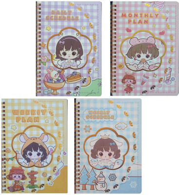 Timbktoo WEEKLY SCHEDULE A5 Diary Ruled 50 Pages(Multicolor, Pack of 4)