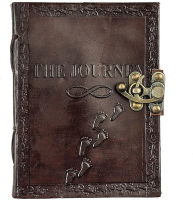 KRISHNA HANDICRAFTS Engraved Journey Brown Leather Journal Diary (7 X 5 Inch) A5 Diary Unruled 100 Pages(Brown)