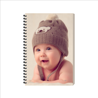 ESCAPER Cute Baby Laminated Soft Cover Diary, Spiral Notepad, Diary For Kids A5 Diary Ruled 160 Pages(Cute Baby Design 11)