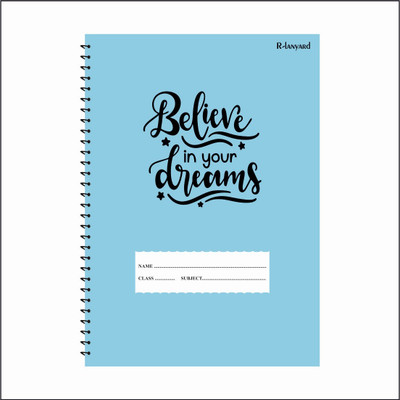 RLanyard Spiral Notebook, A4 Notebook unruled/plain, Notebook for Students , Gloss lamination cover 200 Pages(Blue)
