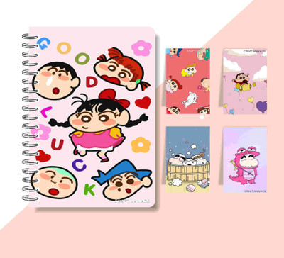 craft maniacs SHINCHAN DIARY & 4 MAGNETIC BOOKMARKS 2025 A5 Notebook RULED 160 Pages(Multicolor)