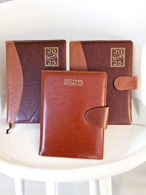 LIFECARD New Year Leather Regular Diary 2025 A4 Diary Regular 365 Pages(Brown, Pack of 3)