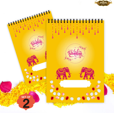 Nyouta Wedding Notepad Pack of 2 A5 Note Pad Single Ruled. 50 Pages(Shubh Hathi Mandap, Pack of 2)