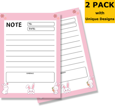 Tanvi Notepad With Magnetic Sheet Back A6 Memo Pad Ruled 100 Pages(Pink, White, Pack of 2)