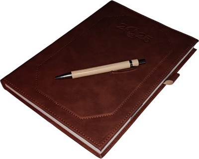 ShreeGanadhish 2025 Executive Planner journal Diary | Month Cut Sunday Full pages |24X18X3 CM B5 Diary Ruled 365 Pages(Red Wood)