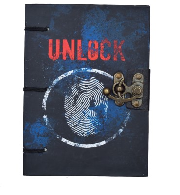 VINTAGE STORE Finger Unlock Print Special Binding With Lock A5 Diary Un-Ruled 144 Pages(Black & Blue Mix)