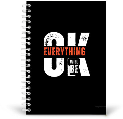 PurpleBees Everything Will Be Ok Quotes Diary Motivational Notebook | A5 Notebook Plain 150 Pages(Multicolor)