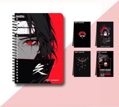 craft maniacs ITACHI UCHIHA DIARY & 4 MAGNETIC BOOKMARKS A5 Diary RULED 120 Pages(Blue)