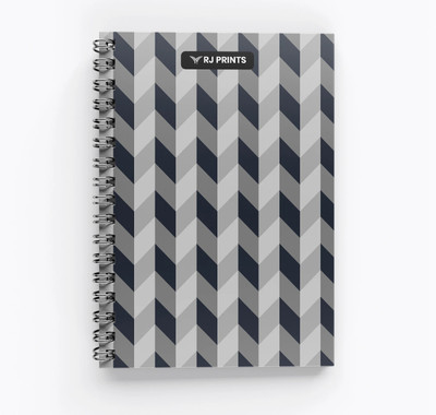 RJPRINTS Chevron Pattern A5 Notebook Unruled 200 Pages(Black)