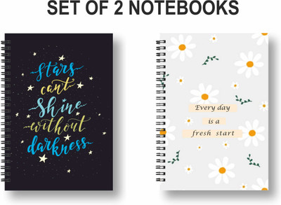 ROT RIX combo of 2 Notebooks A5 Diary Ruled 144 Pages(Black, White, Pack of 2)