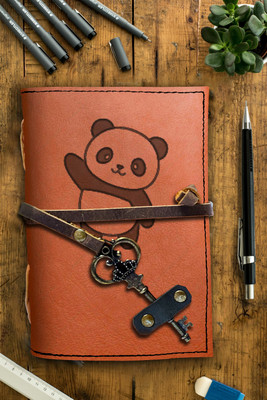 DI-KRAFT Handmade Classic Design Leather-Printed Leather A6 Diary Unruled 200 Pages(Brown 26)