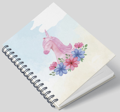 AccuPrints Sky Blue unicorn wiro Diary A5 Diary Ruled 200 Pages(Multicolor)