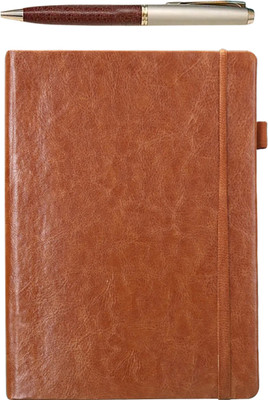 The Wallet Store Diary & Pen Regular Diary Ruled 115 Pages(Brown, Pack of 2)