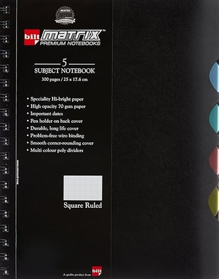 Msgh 1 B5 Notebook square ruled 300 Pages(Black)