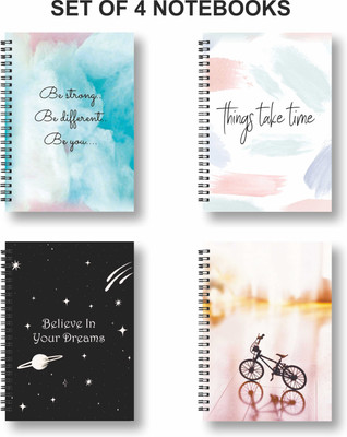 Papco Notebook A5 Diary Ruled 144 Pages(Yellow, Pack of 4)