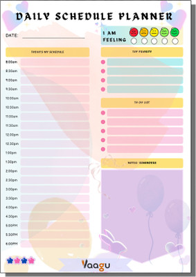 vaagu Daily Planner Cute Stationery A5 Note Pad ruling 50 Pages(Multicolor)