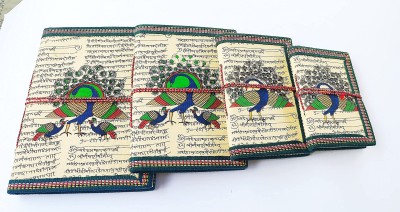 Badgoti Handicrafts Handmade peacock Diary Set of 4 Regular Diary UNRULING 300 Pages(MULTI, Pack of 4)