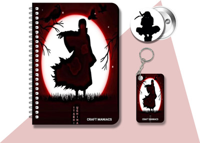 craft maniacs ITACHI UCHIHA DIARY & 2 FREEBIE A5 Diary RULED 120 Pages(Multicolor, Pack of 3)
