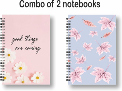 ROT RIX combo of 2 Notebooks A5 Diary Unruled 144 Pages(Pink, Blue, Pack of 2)