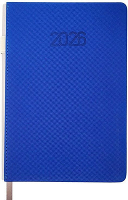 Nuovi 2026 Daily Planner |365 Days Diary with Textured Cover & Pen Holder 80GSM Page | A5 Planner - Ruled Grid | 400 Pages(Blue)