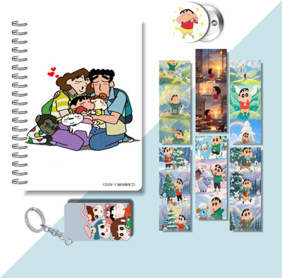 craft maniacs 2025 SHINCHAN DIARY & 6 FREEBIE BOOKMARKS & ONE KEYCHAIN & ONE BADGE A5 Diary RULED 160 Pages(Multicolor)