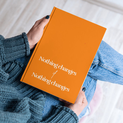 JOTANDGROW Nothing Changes Diary: 2-in-1 Planner & Meeting Journal with Proven Frameworks A5 Journal Ruled 192 Pages(Orange nothing changes)