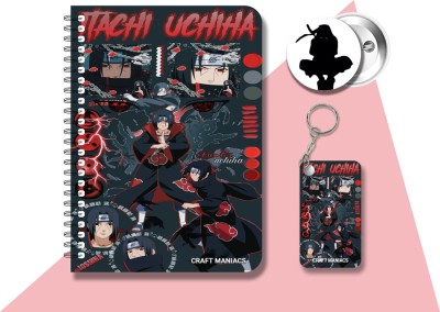 craft maniacs ITACHI UCHIHA DIARY & 2 FREEBIE A5 Diary RULED 120 Pages(Multicolor, Pack of 3)