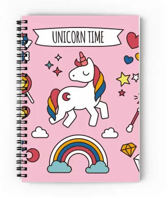 Rockjon Magical Unicorn A5 Notebook Singla 160 Pages(Pink)