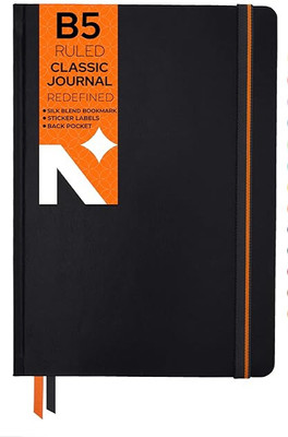 NEORAH - Squared Journal Notebook - 110 GSM - Office Hardcover Notebook - B5 Note Book Single Rule 160 Pages(Black)