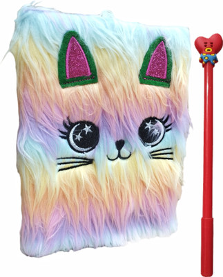 TECHNOCHITRA Multifur Soft Fur notebook with Pen for girls A5 Diary Ruled 90 Pages(Multicolor)