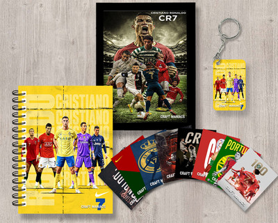 craft maniacs FOOTBALLER GIFTING COMBO A5 Organizer RULED 120 Pages(Black)