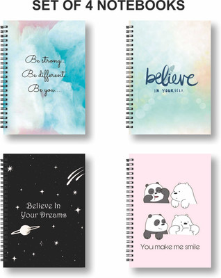 Papco Notebook A5 Diary Ruled 144 Pages(Pink, Blue, Pack of 4)