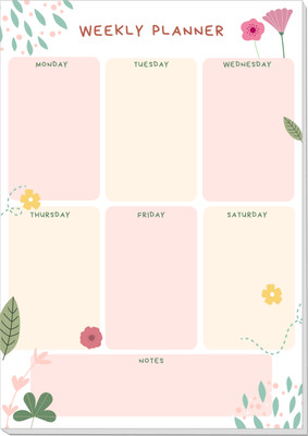 Gobooly Beautiful Design Weekly Planner With Magnetic Back A5 Note Pad Unruled 80 Pages(Multicolor)