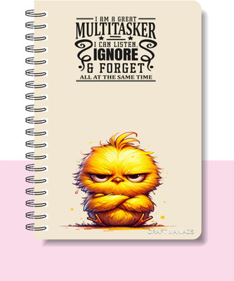 craft maniacs CUTE PUN 2025 NOTEBOOKS A5 Notebook RULED 120 Pages(Multicolor)