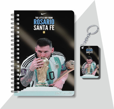 craft maniacs FOOTBALLER DIARY & KEYCHAIN A5 Notebook RULED 120 Pages(Multicolor)