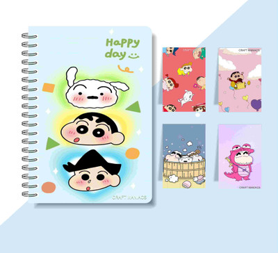 craft maniacs SHINCHAN DIARY & 4 MAGNETIC BOOKMARKS 2025 A5 Notebook RULED 160 Pages(Multicolor)