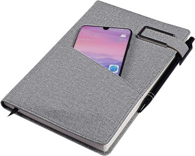 alDivo Leather Cover Executive Journal Diary with with Magnetic Flip Lock A5 Diary Ruled 192 Pages(Grey)