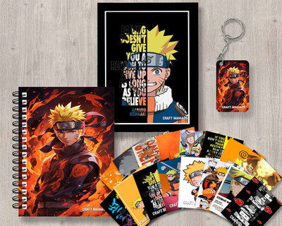 craft maniacs NARUTO UZUMAKI GIFTING SET A5 Notebook RULED 120 Pages(Red)