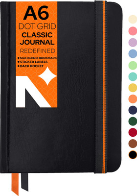 NEORAH - Dot Grid Journal Notebook - 110 GSM - Office Hardcover Notebook - A6 Notebook Dot grid 160 Pages(Black)
